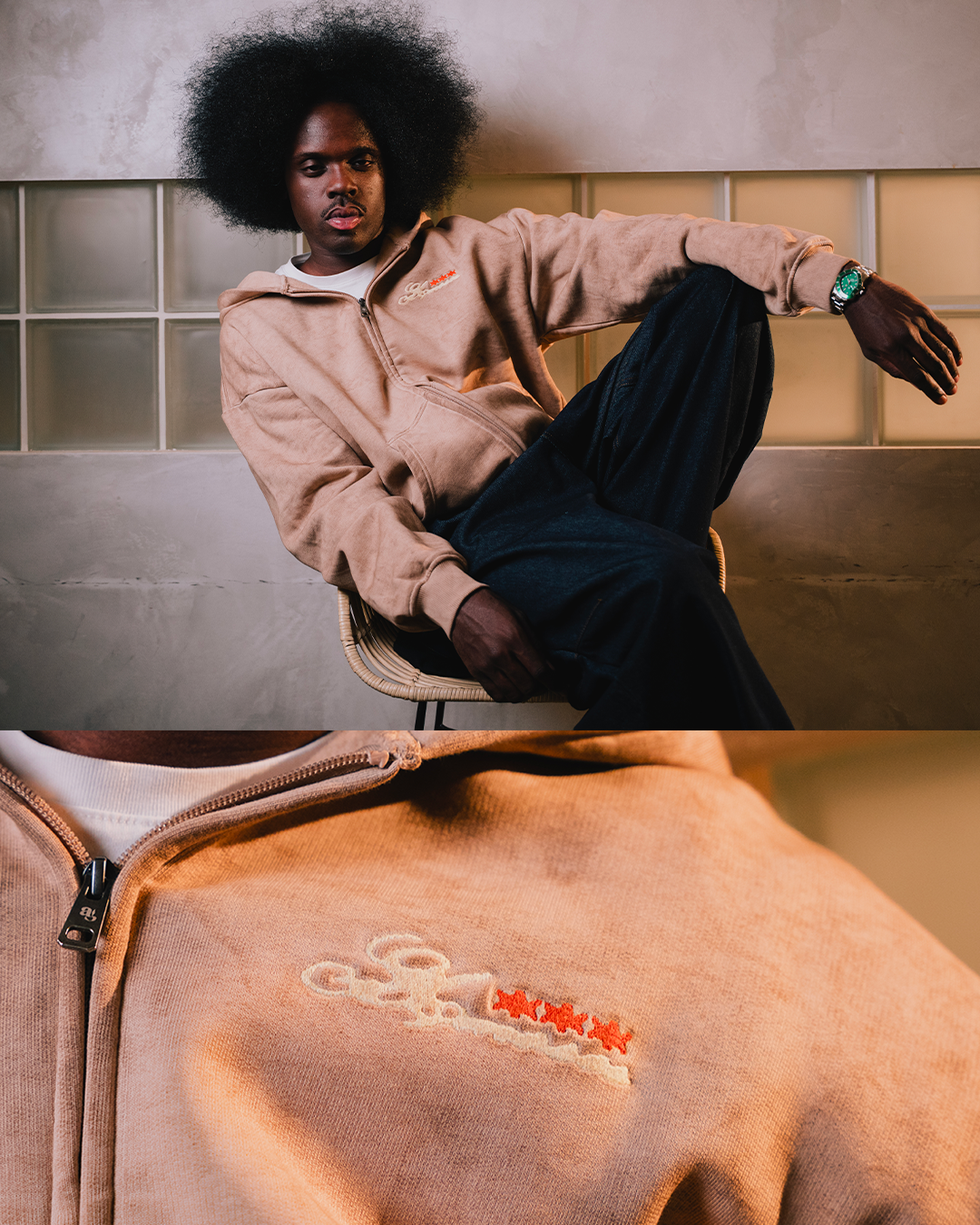 HAZELNUT ZIP-HOODIE